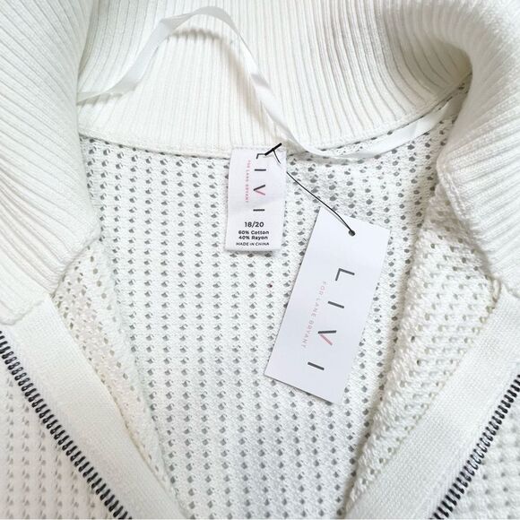 NWT Livi Lane Bryant Short Sleeve Half Zip Mesh Sweater White Size 18/20 - Picture 9 of 13